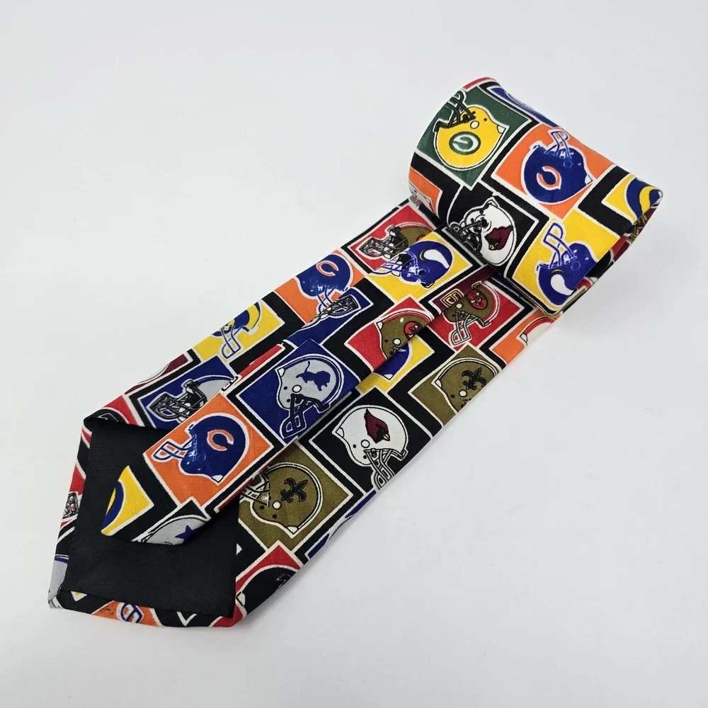 Surrey NFL Football Team Helmets All Over Print Silk Blend Necktie Multicolor